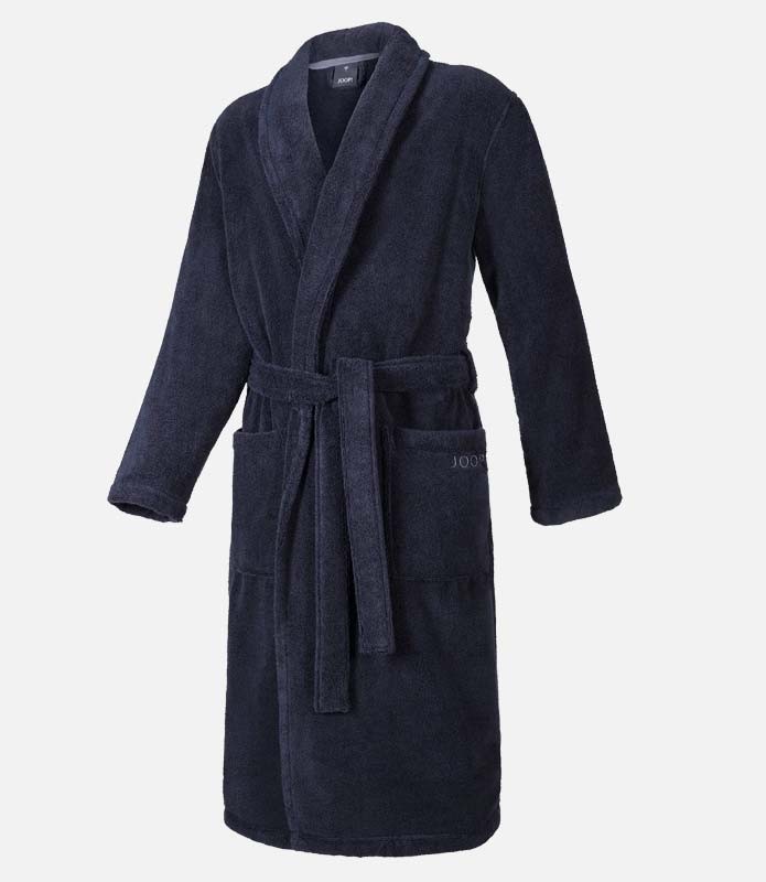Joop Frottier-Herrenbademantel dunkelblau vorne